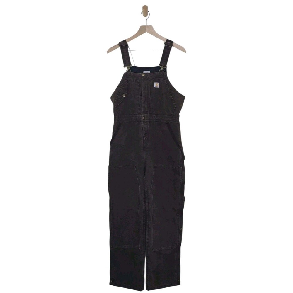 Carhartt Womens S 4/6 Short Brown Insulated Bib Overalls Duck Canvas Full Zip